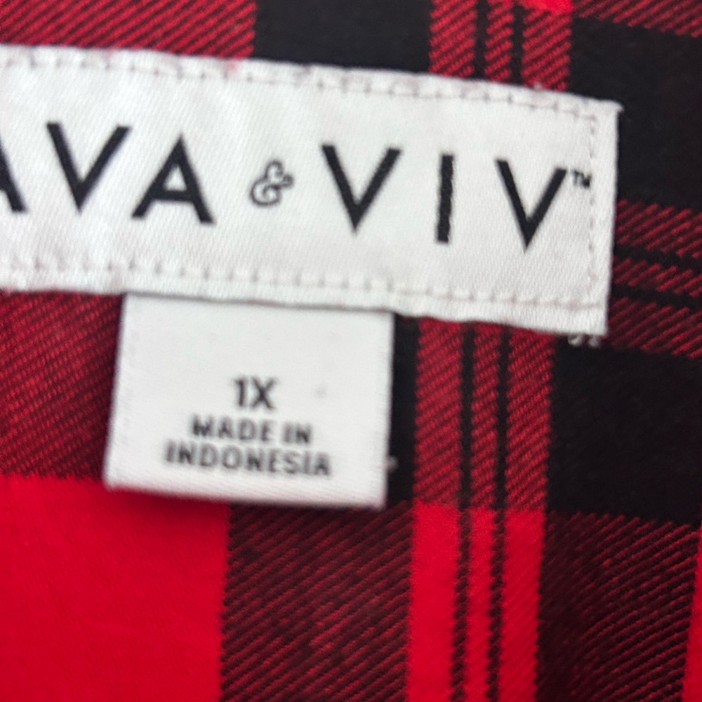 Ava & Viv Red and Black Plaid Flannel 🎄🤶 XL - Picture 2 of 7